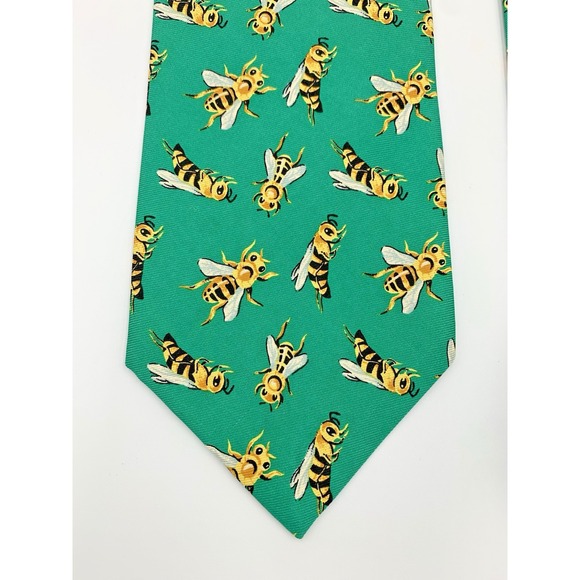 Polo‎ by Ralph Lauren Men's Tie Green Bee Print Handmade 100% Imported Silk USA - Picture 3 of 8